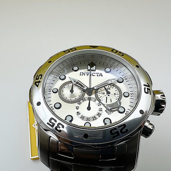 NEW Invicta Men Pro Diver Scuba VD53 Chronograph Stainless St. SILVER DIAL Watch - Picture 7 of 8
